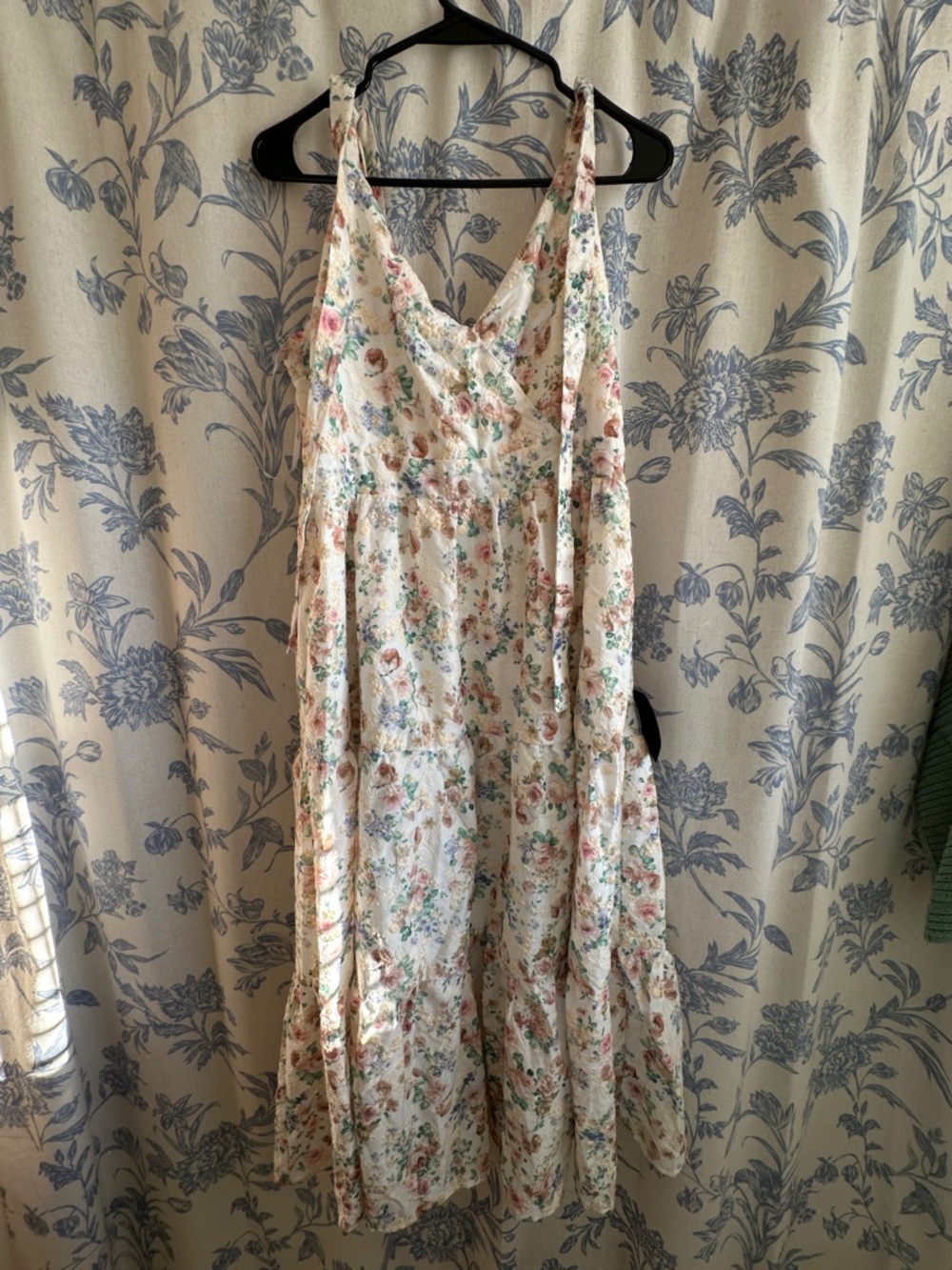 Lulu's Cream Embroidered Maxi Dress with Pastel Floral Print